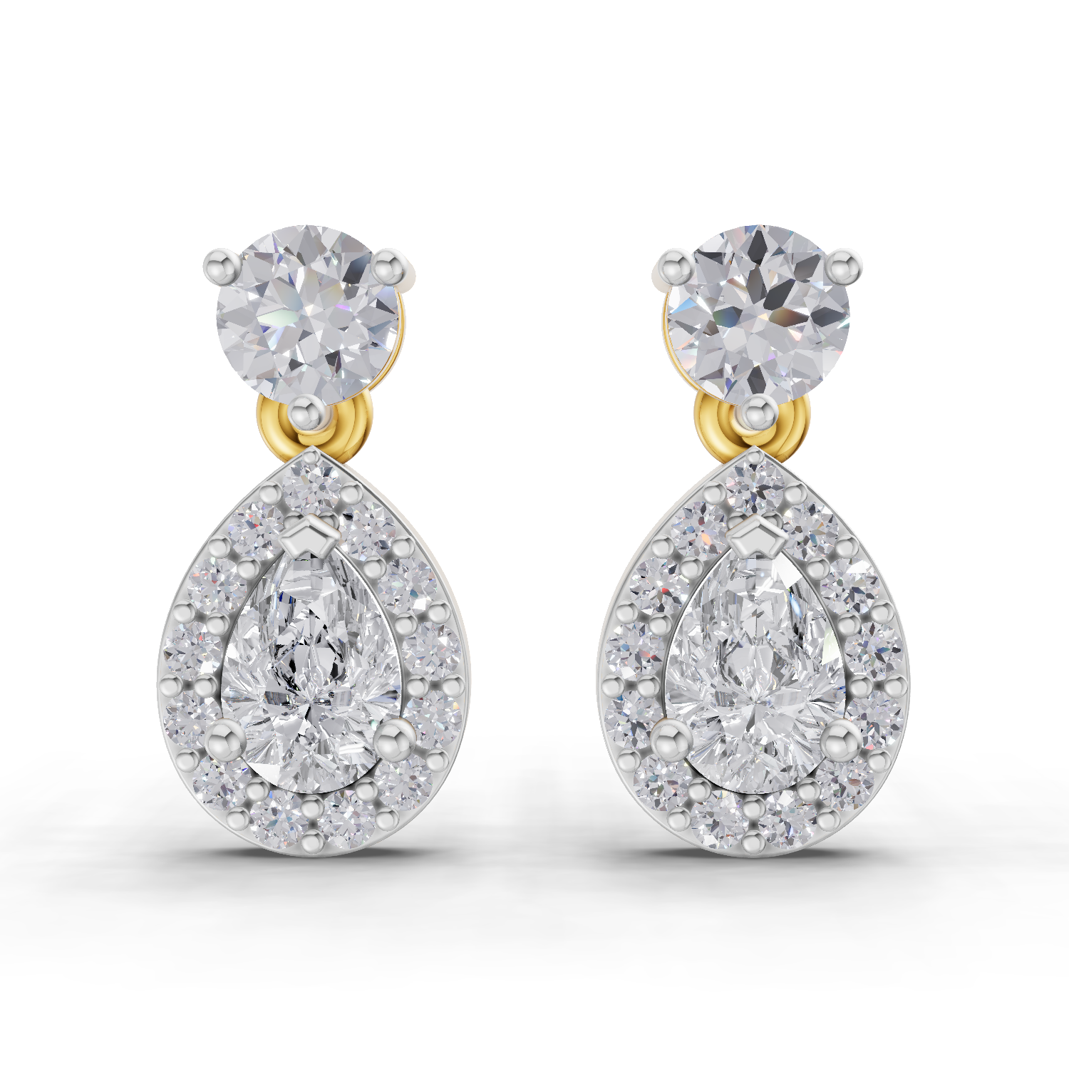 1.08 Carat Celeste Pear Halo Earrings 14K