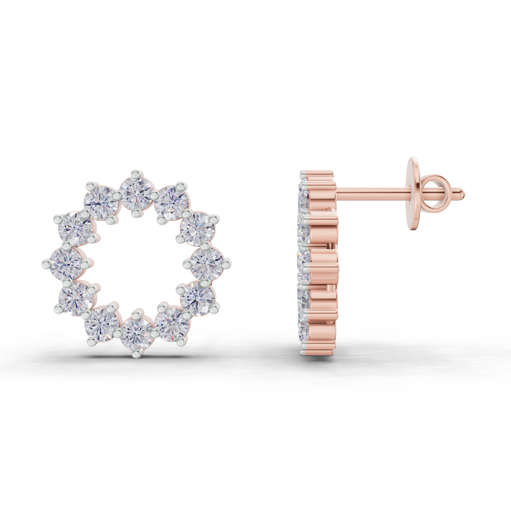 1.25 Carat Celeste Circle Lab Earrings 14K - Rose Gold