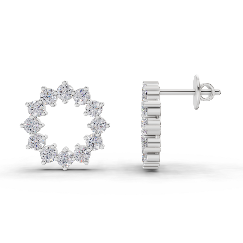 1.25 Carat Celeste Circle Lab Earrings 14K - White Gold