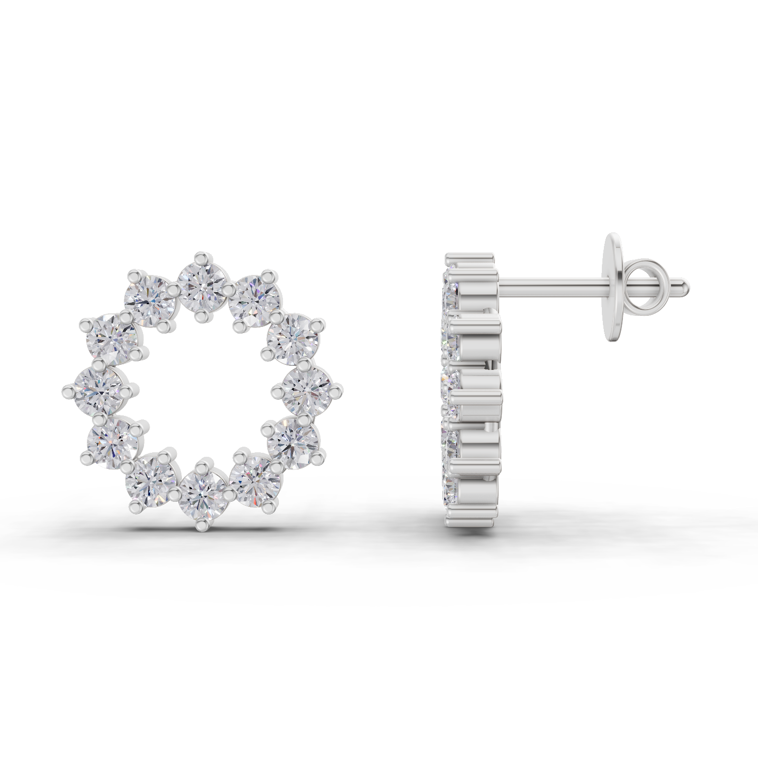 1.25 Carat Celeste Circle Lab Earrings 14K - White Gold