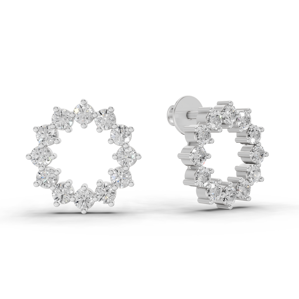 1.25 Carat Celeste Circle Lab Earrings 14K - White Gold