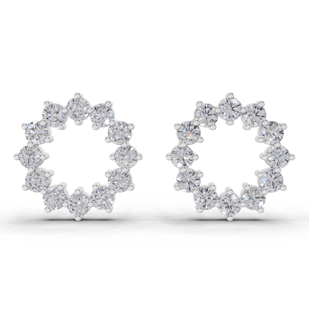 1.25 Carat Celeste Circle Lab Earrings 14K - White Gold