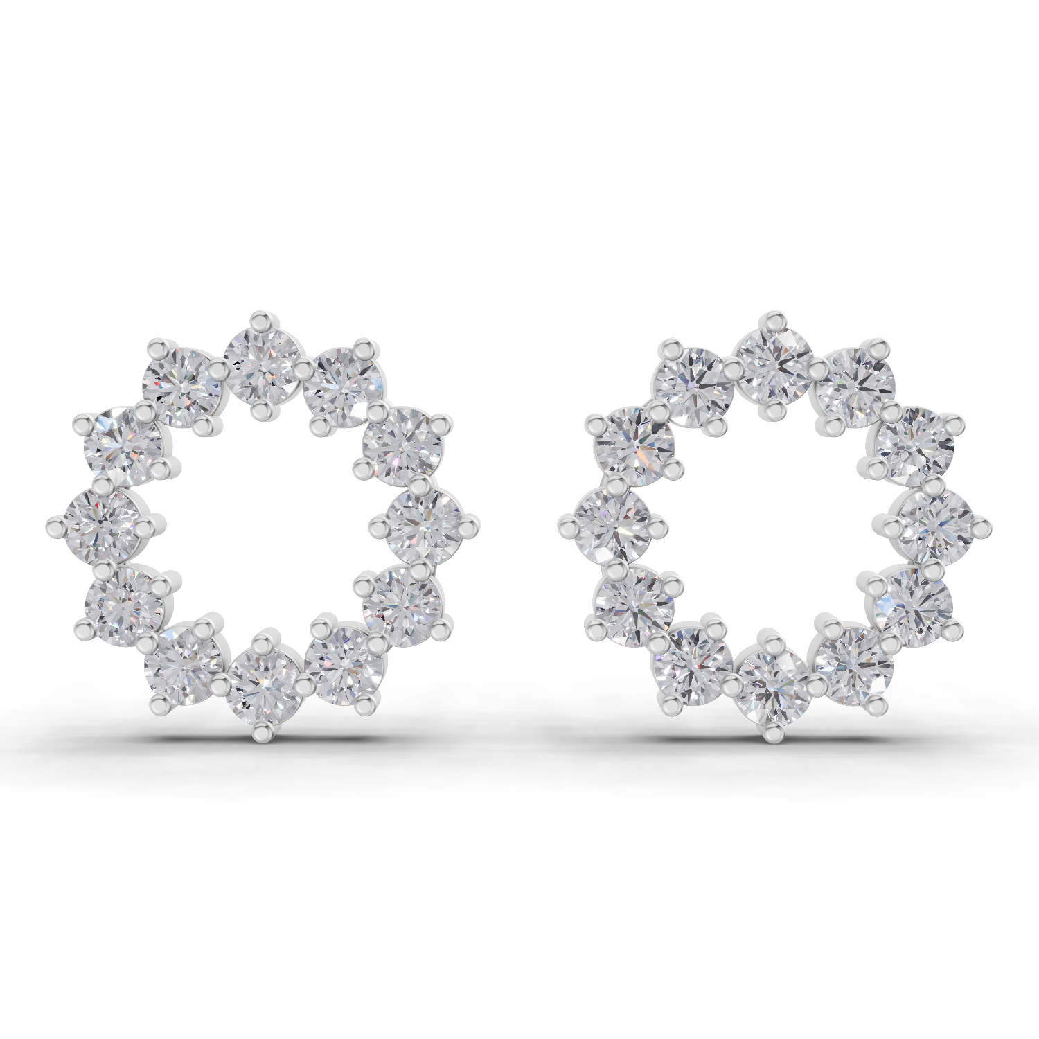 1.25 Carat Celeste Circle Lab Earrings 14K - White Gold