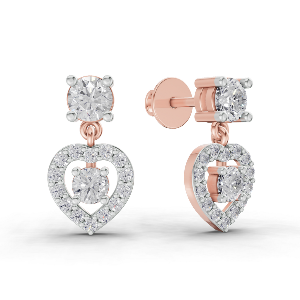 1.02 Carat Eternal Heart Drops Earrings 14K - Rose Gold