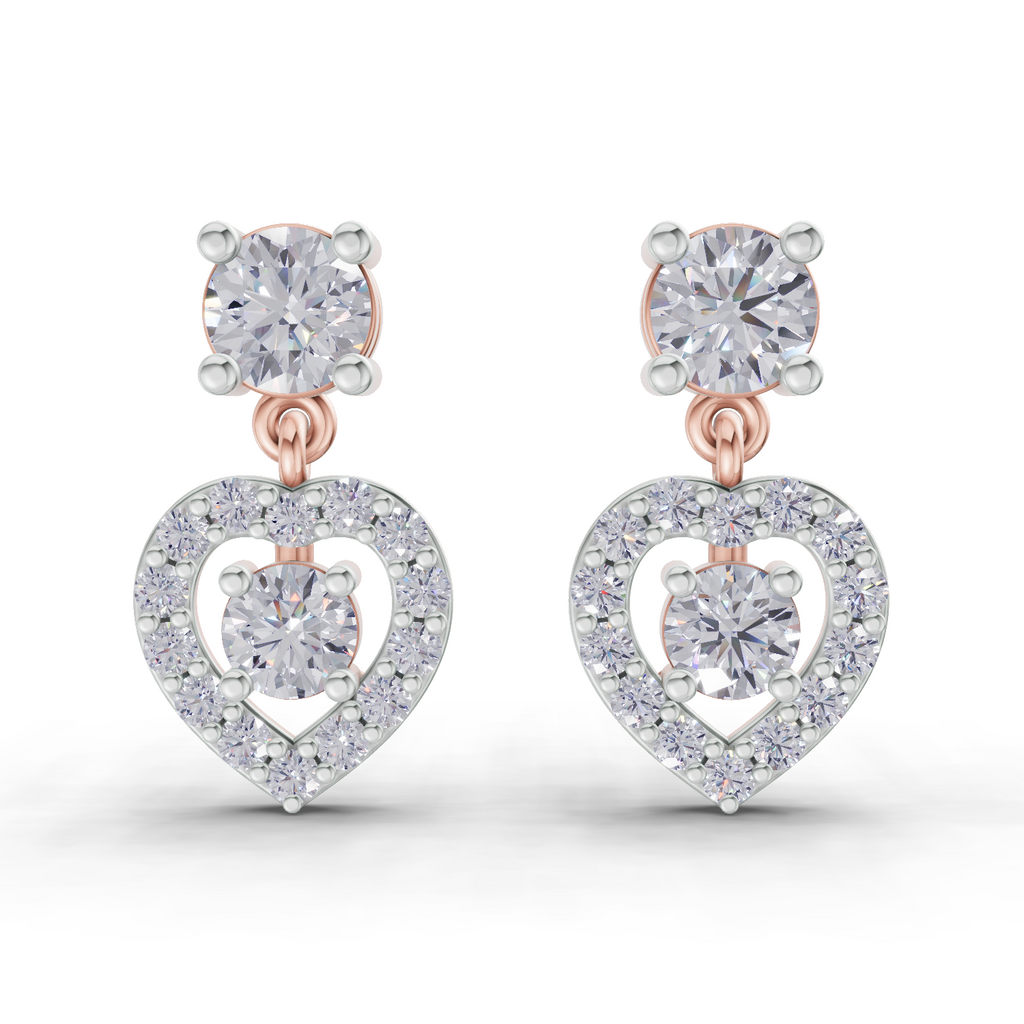 1.02 Carat Eternal Heart Drops Earrings 14K - Rose Gold