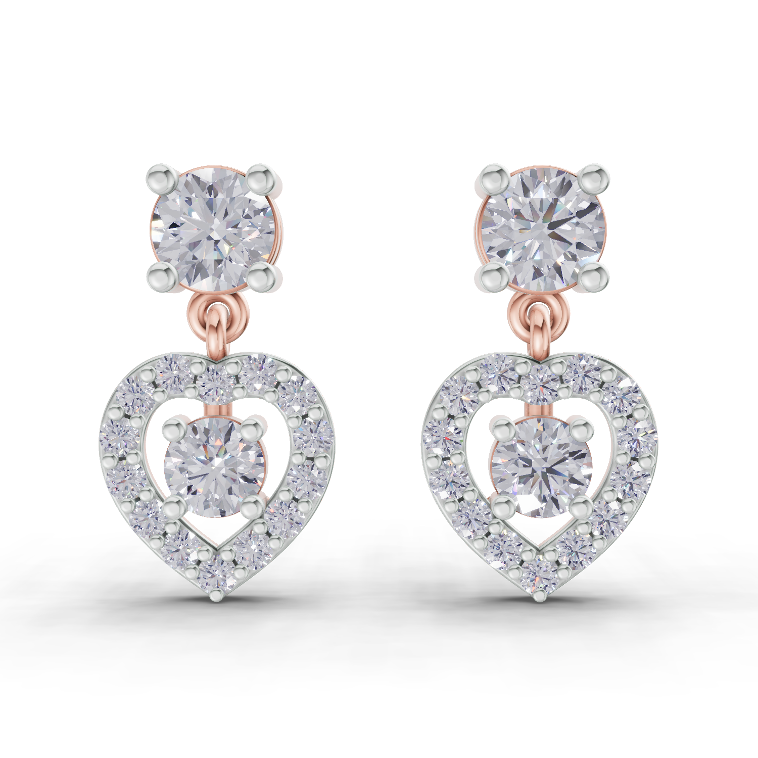 1.02 Carat Eternal Heart Drops Earrings 14K - Rose Gold