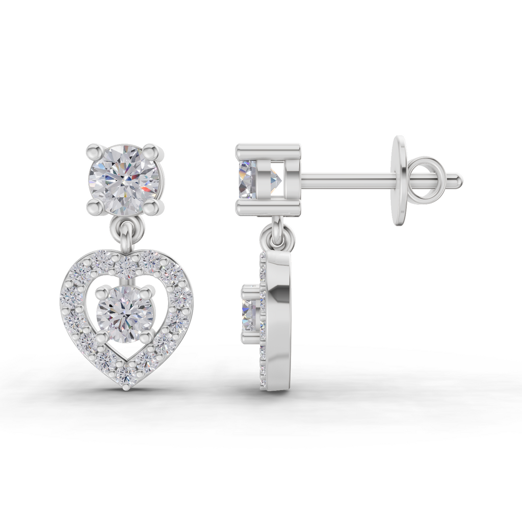 1.02 Carat Eternal Heart Drops Earrings 14K - White Gold