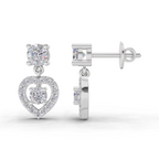 1.02 Carat Eternal Heart Drops Earrings 14K - White Gold