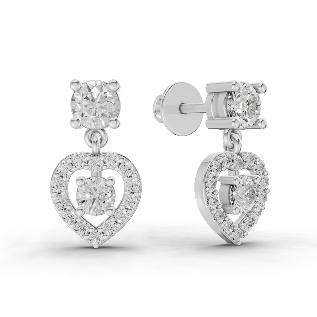 1.02 Carat Eternal Heart Drops Earrings 14K - White Gold