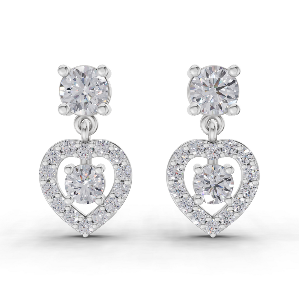 1.02 Carat Eternal Heart Drops Earrings 14K - White Gold