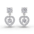 1.02 Carat Eternal Heart Drops Earrings 14K - White Gold