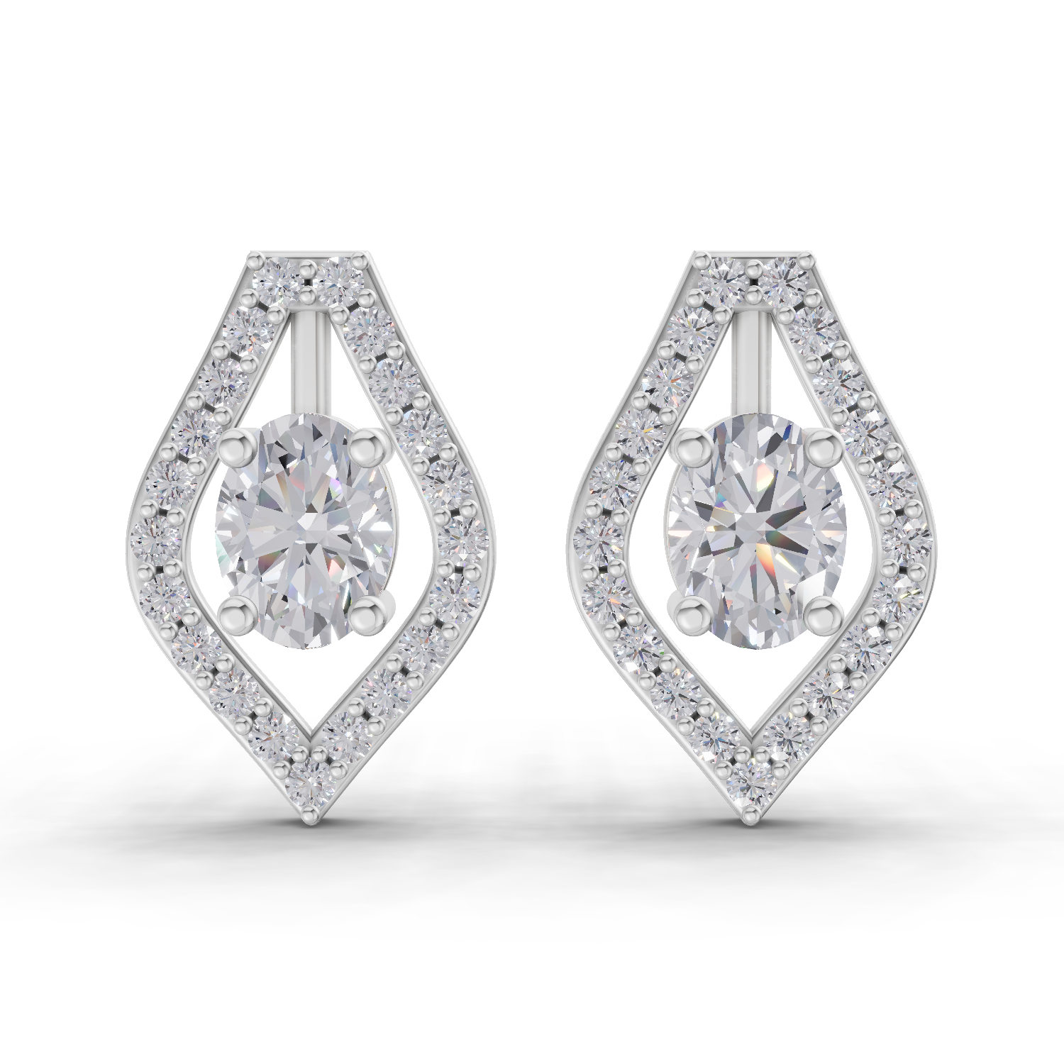 1.22 Carat Imperial Marquise Studs Earrings 14K - White Gold