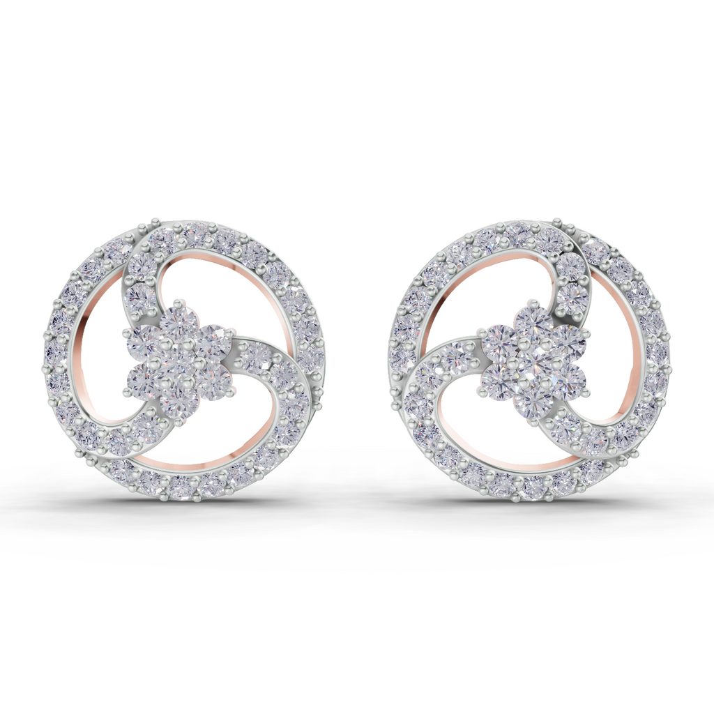 1.62 Carat Vortex Floral Studs Earrings 14K - Rose Gold