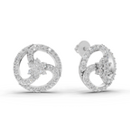 1.62 Carat Vortex Floral Studs Earrings 14K - White Gold