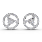 1.62 Carat Vortex Floral Studs Earrings 14K - White Gold