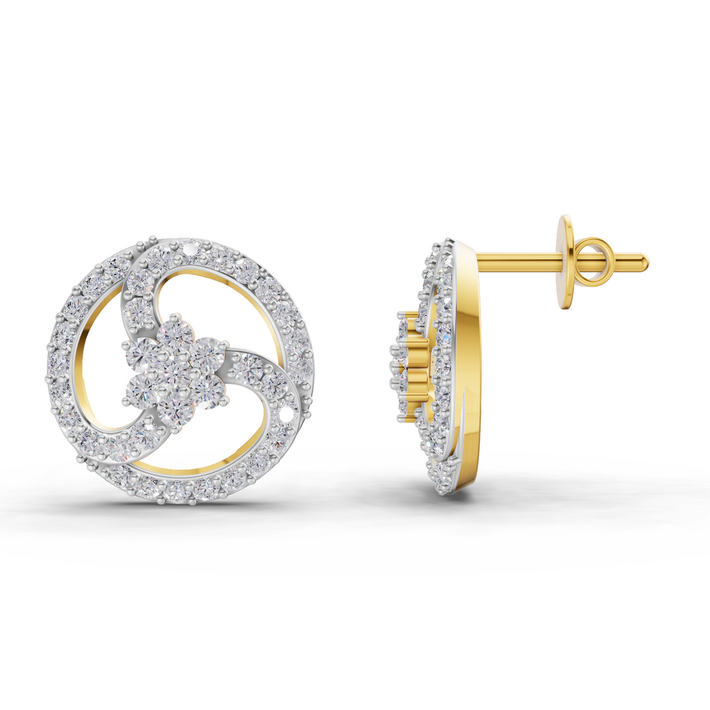 1.62 Carat Vortex Floral Studs Earrings 14K