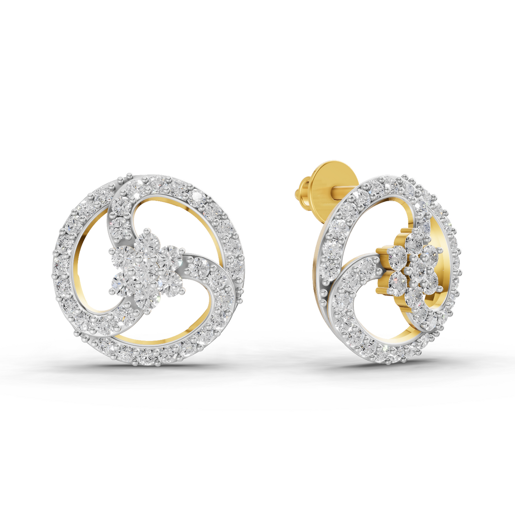 1.62 Carat Vortex Floral Studs Earrings 14K