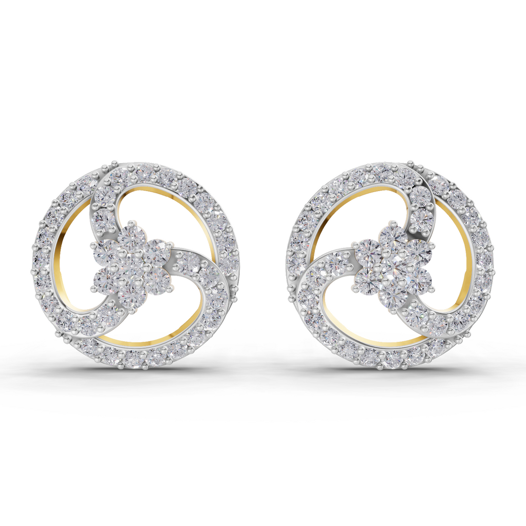 1.62 Carat Vortex Floral Studs Earrings 14K