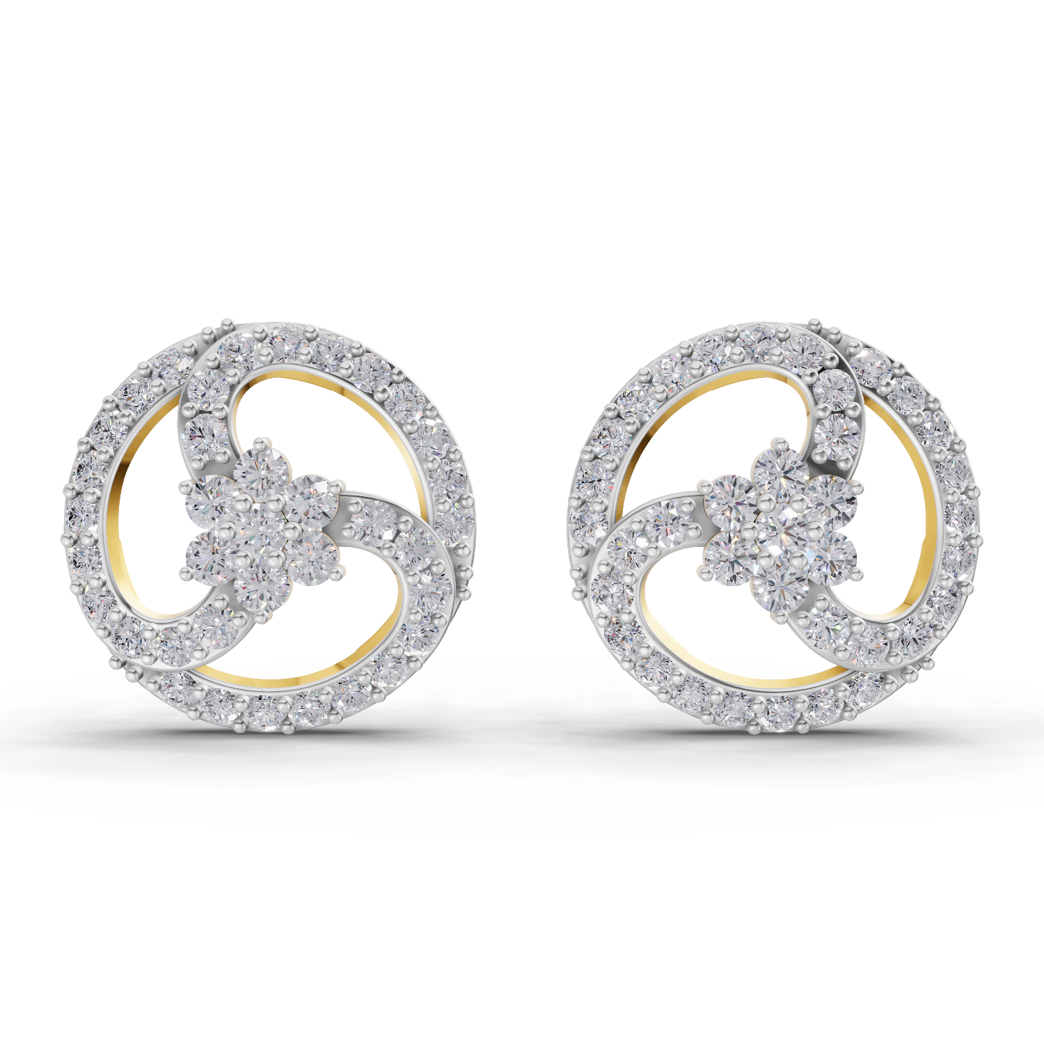 1.62 Carat Vortex Floral Studs Earrings 14K