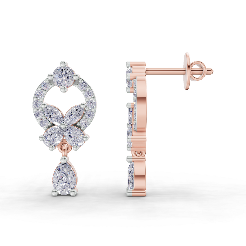 1.41 Carat Heavenly Flora Teardrops Earrings 14K - Rose Gold