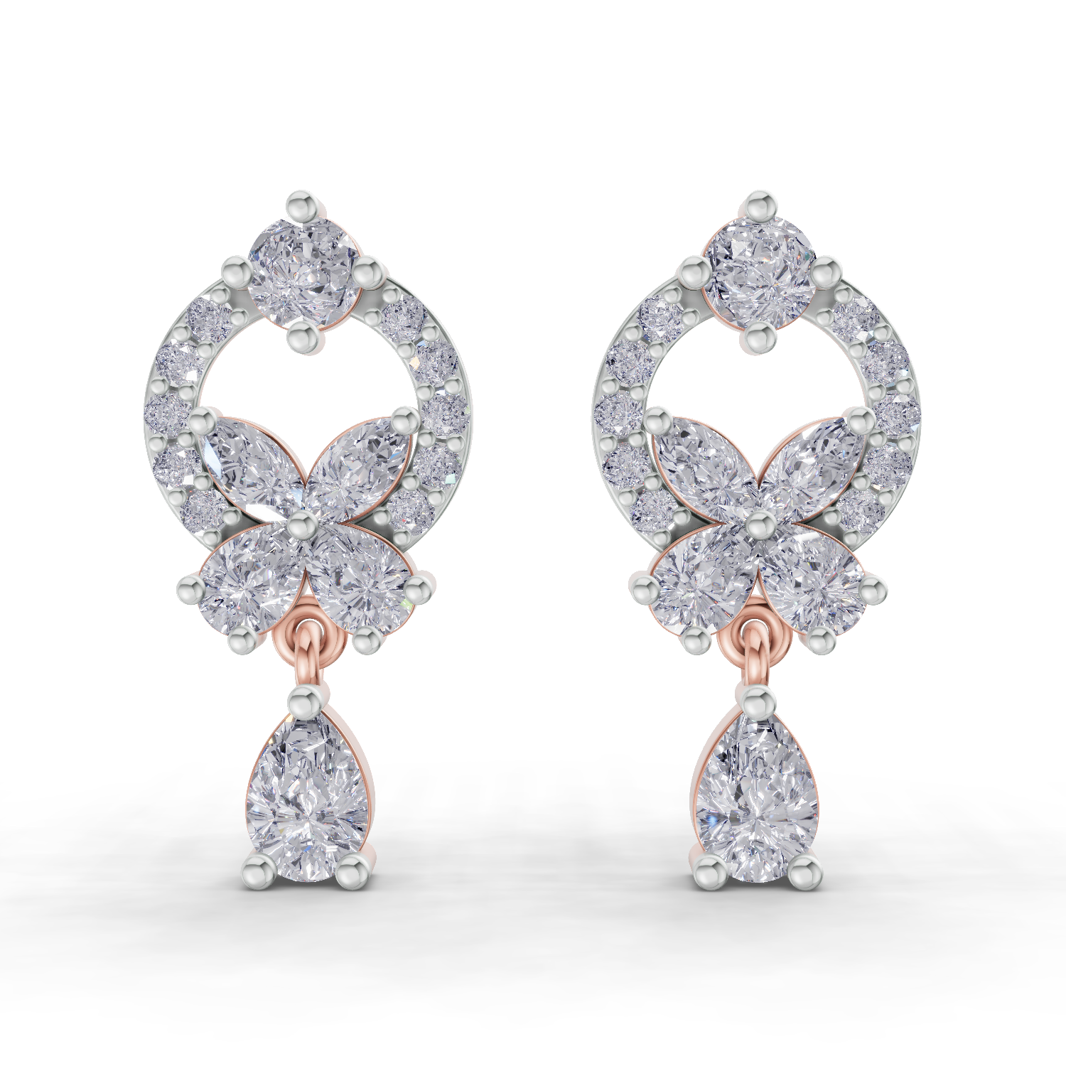1.41 Carat Heavenly Flora Teardrops Earrings 14K - Rose Gold