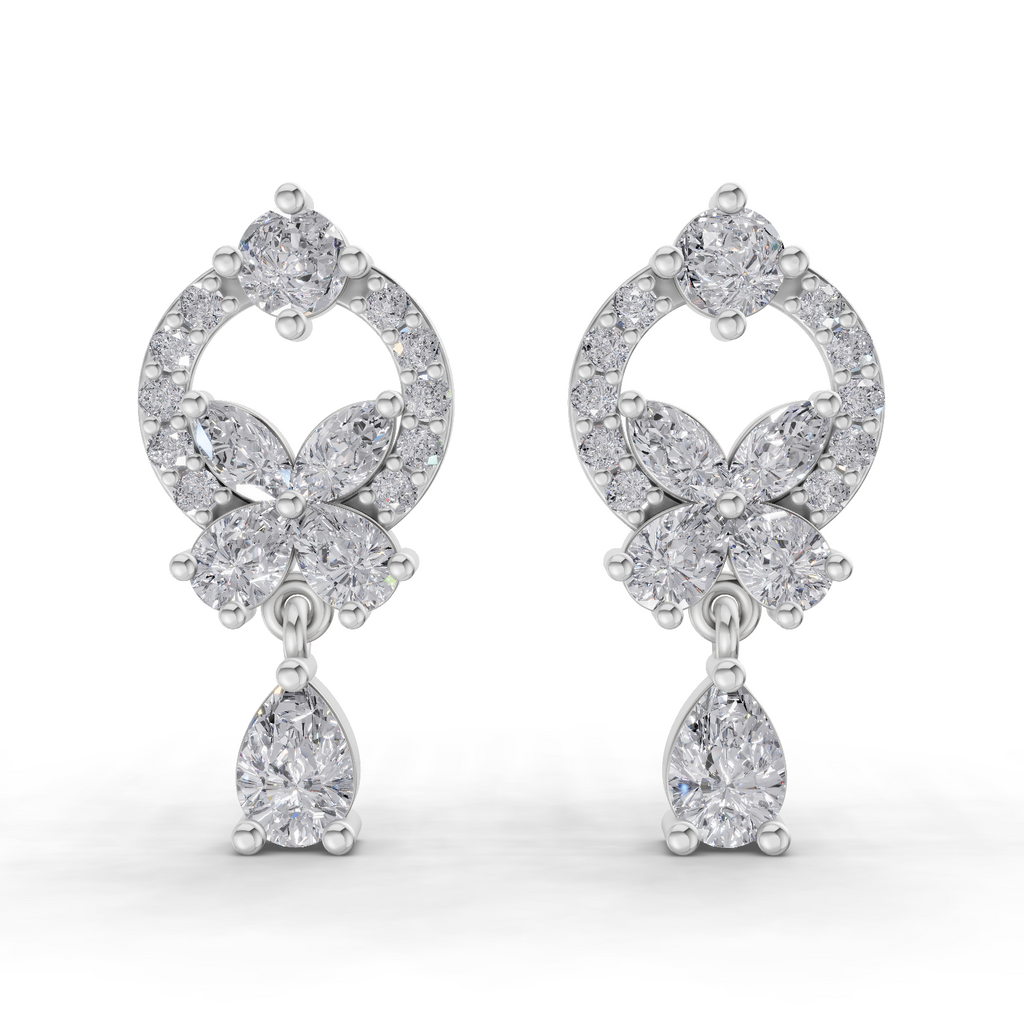 1.41 Carat Heavenly Flora Teardrops Earrings 14K - White Gold