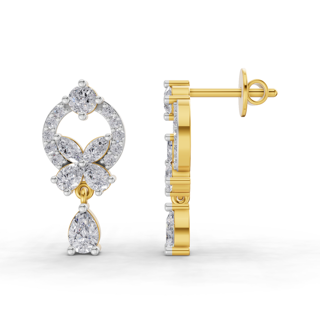 1.41 Carat Heavenly Flora Teardrops Earrings 14K