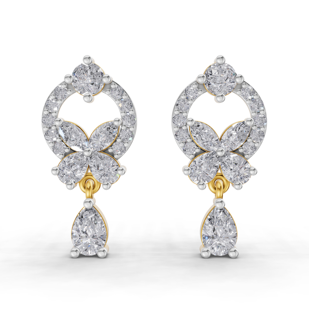 1.41 Carat Heavenly Flora Teardrops Earrings 14K