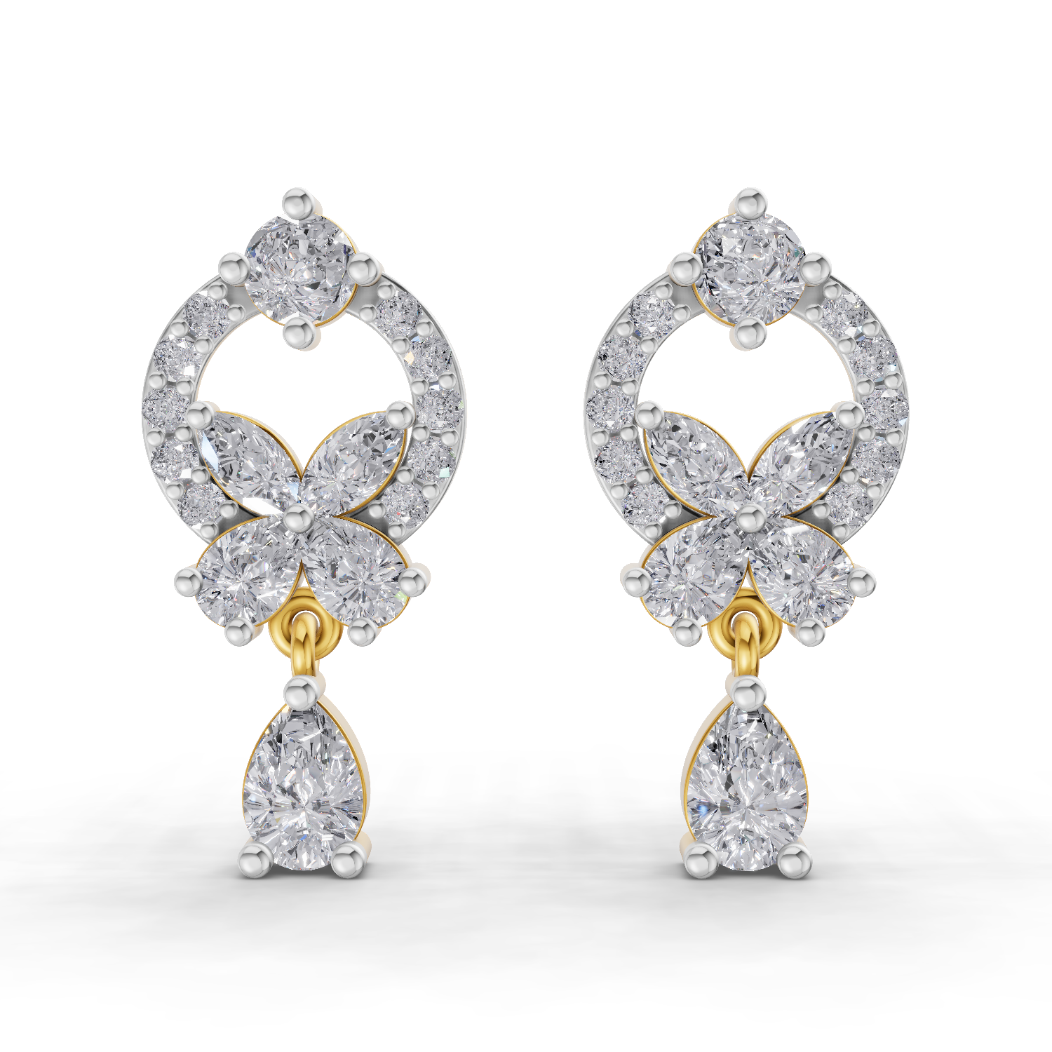 1.41 Carat Heavenly Flora Teardrops Earrings 14K