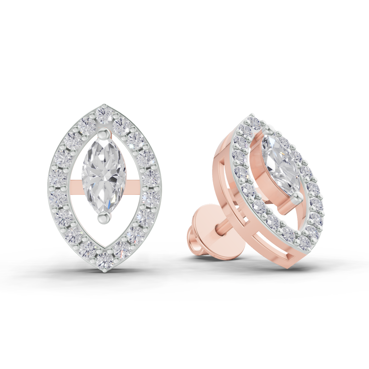 0.89 Carat Marquise Aura Studs Earrings 14K - Rose Gold