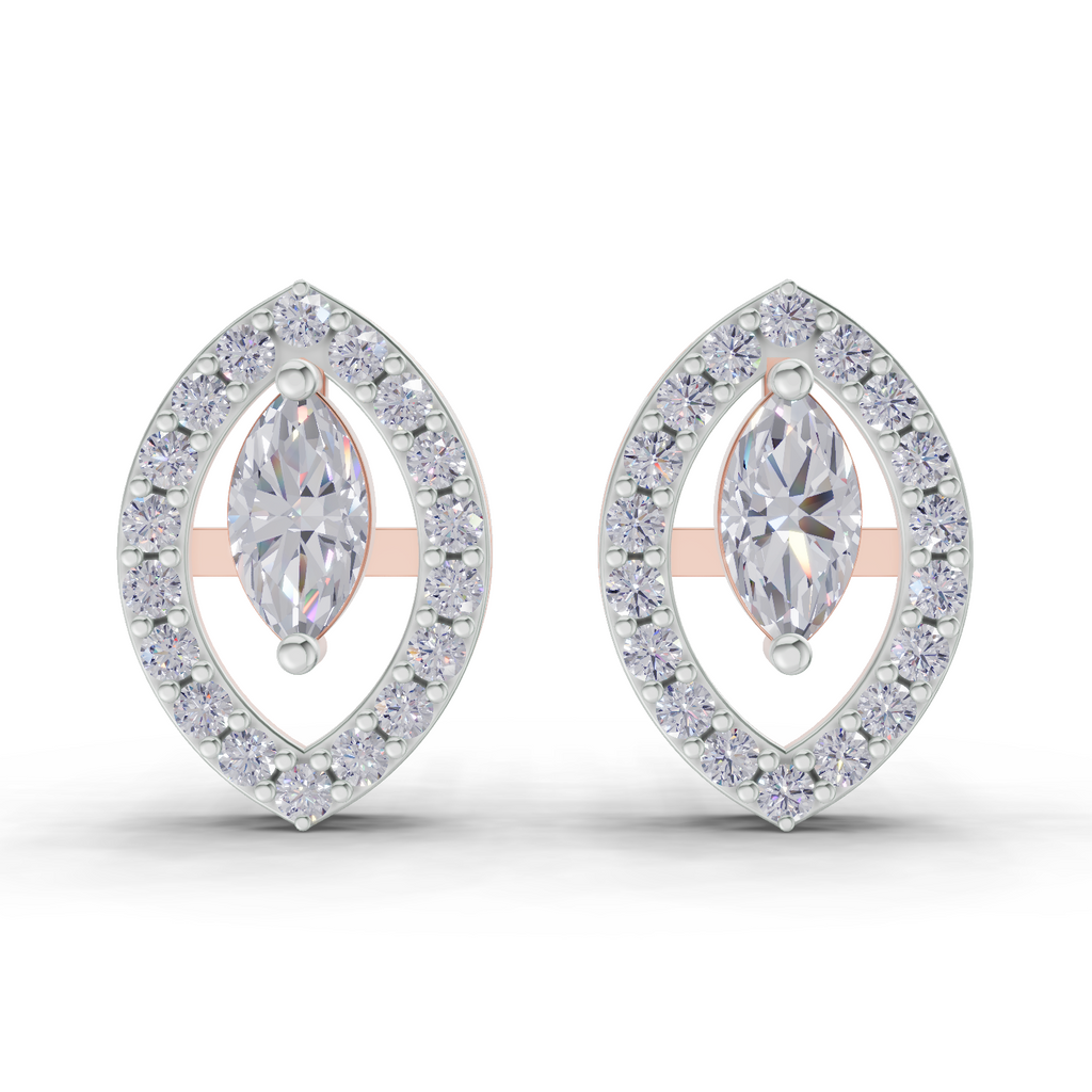 0.89 Carat Marquise Aura Studs Earrings 14K - Rose Gold