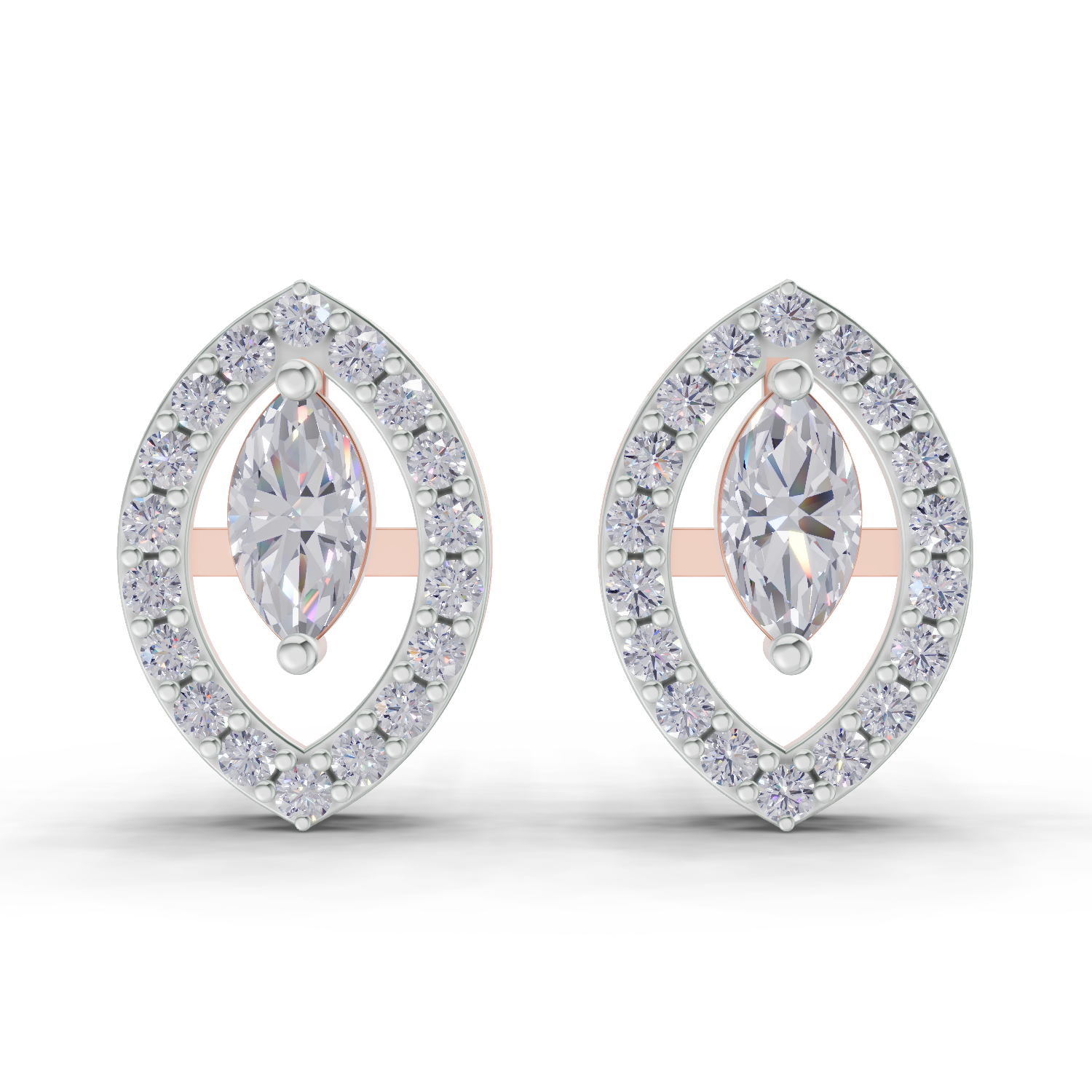 0.89 Carat Marquise Aura Studs Earrings 14K - Rose Gold
