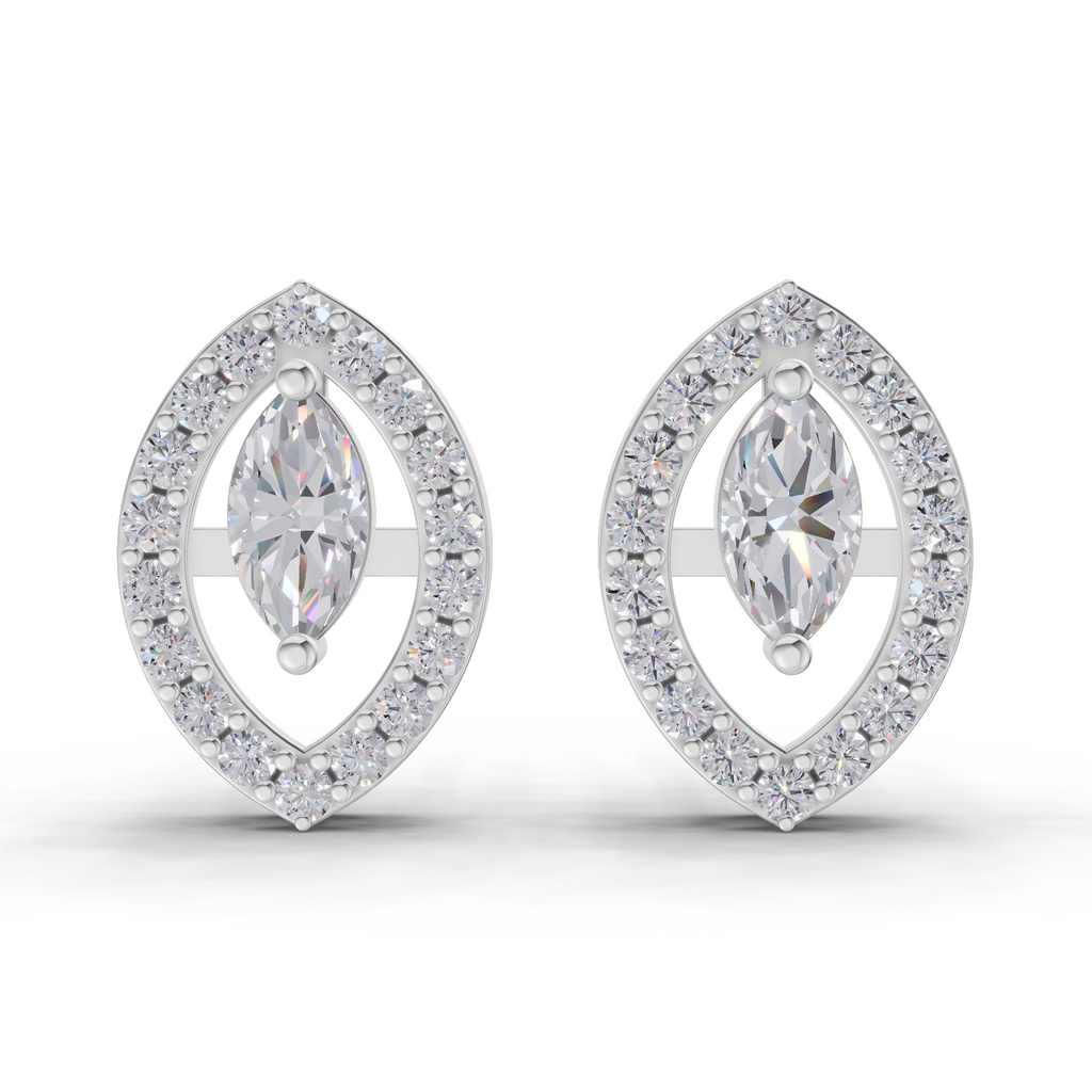 0.89 Carat Marquise Aura Studs Earrings 14K - White Gold