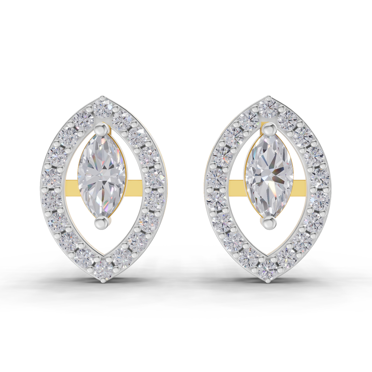 0.89 Carat Marquise Aura Studs Earrings 14K