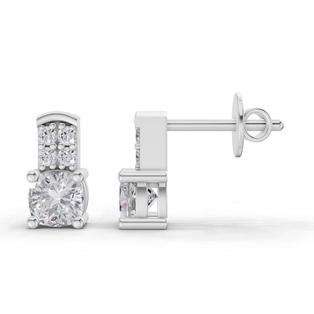 1.1 Carat Celeste Solitaire Stud Earrings 14K - White Gold