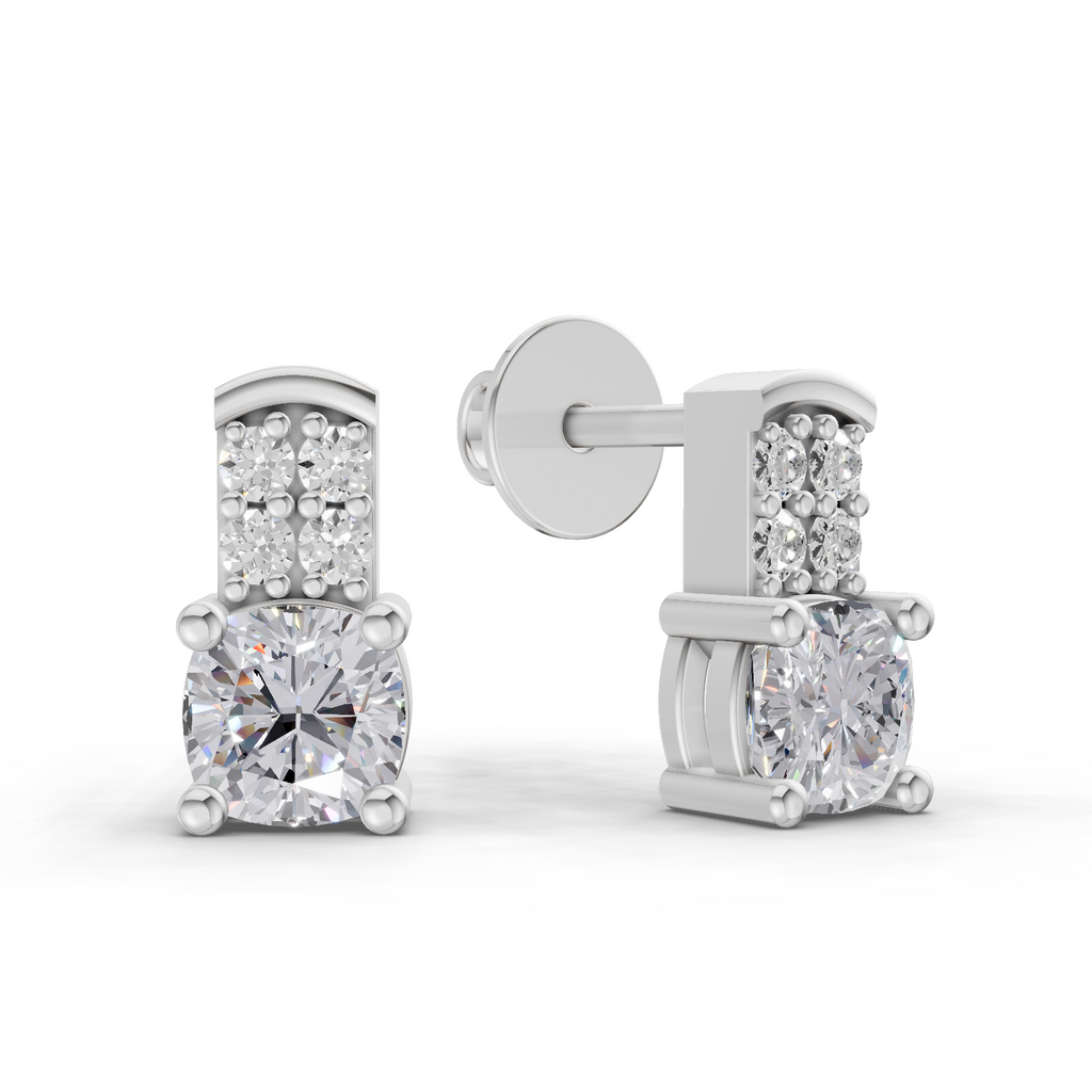 1.1 Carat Celeste Solitaire Stud Earrings 14K - White Gold