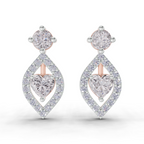 1.34 Carat Hearts in Halo Earrings 14K - Rose Gold