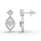 1.34 Carat Hearts in Halo Earrings 14K - White Gold