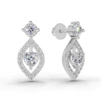 1.34 Carat Hearts in Halo Earrings 14K - White Gold