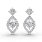 1.34 Carat Hearts in Halo Earrings 14K - White Gold