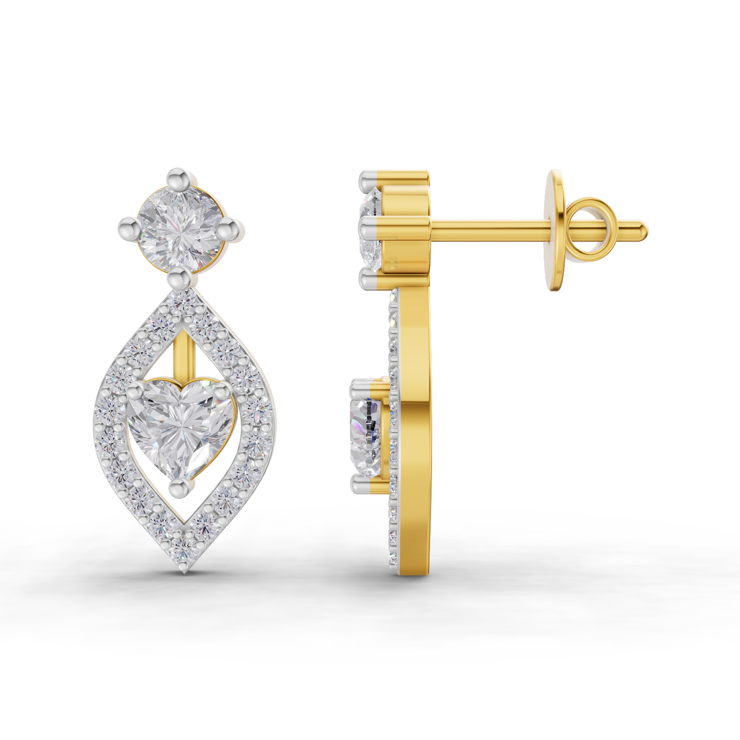 1.34 Carat Hearts in Halo Earrings 14K