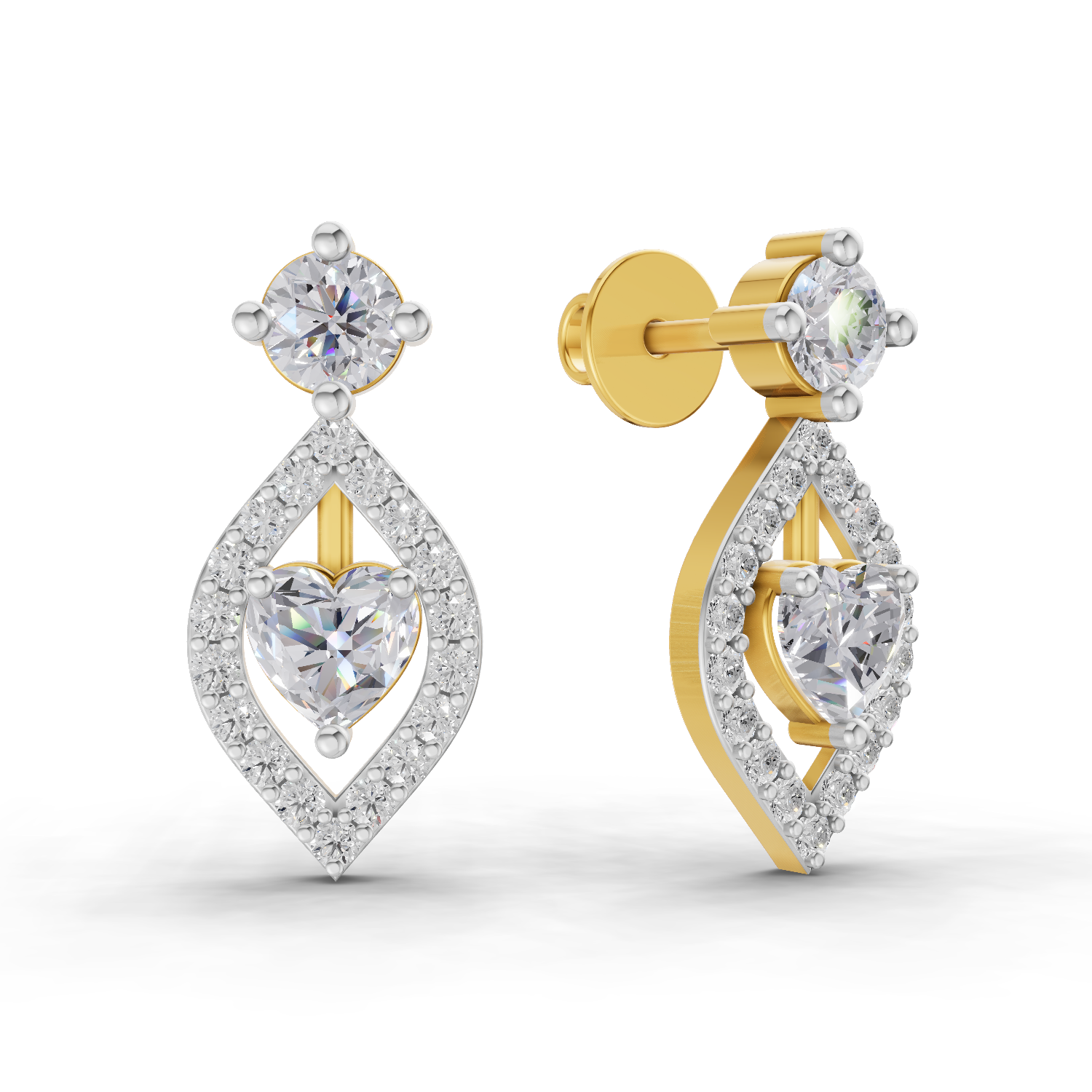 1.34 Carat Hearts in Halo Earrings 14K