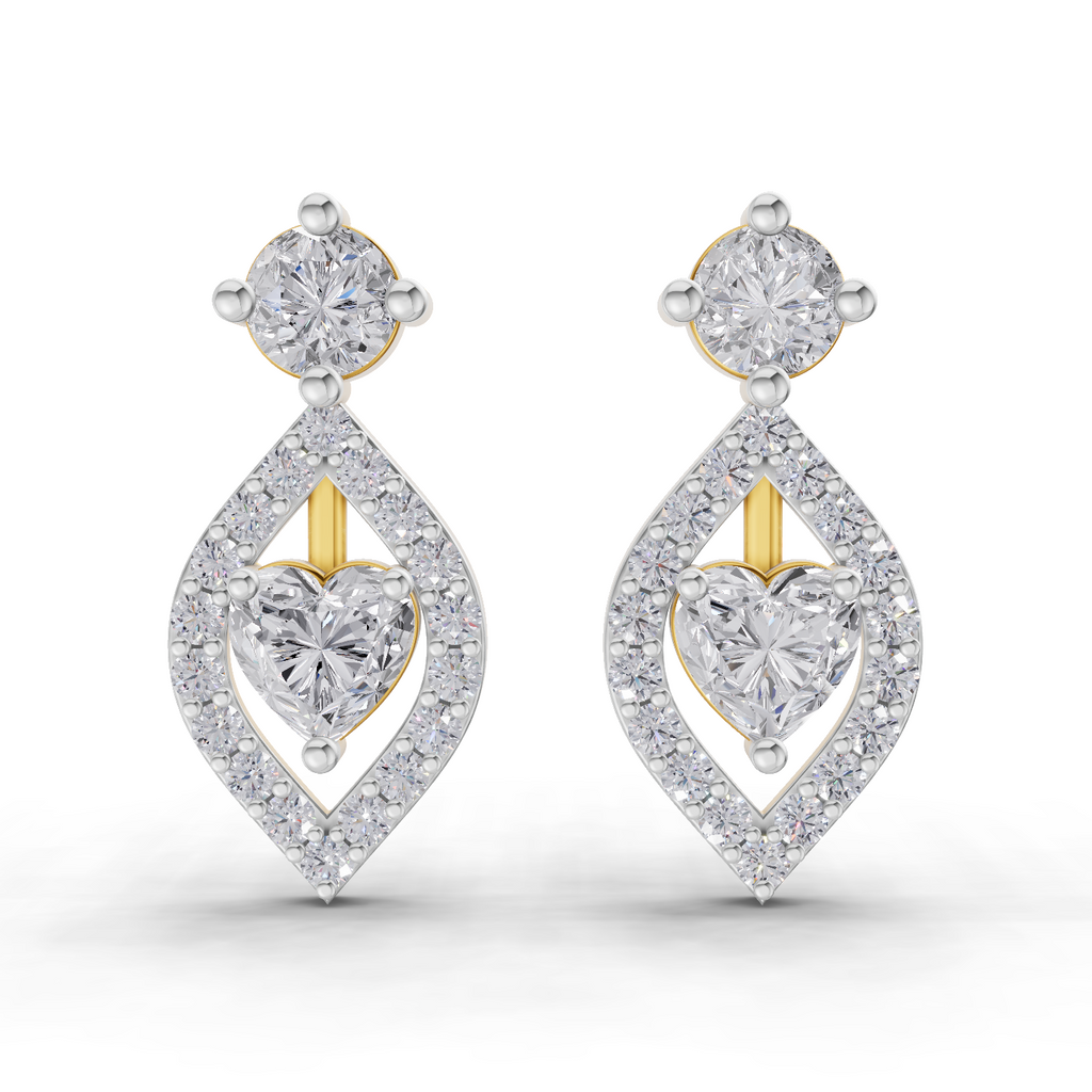 1.34 Carat Hearts in Halo Earrings 14K