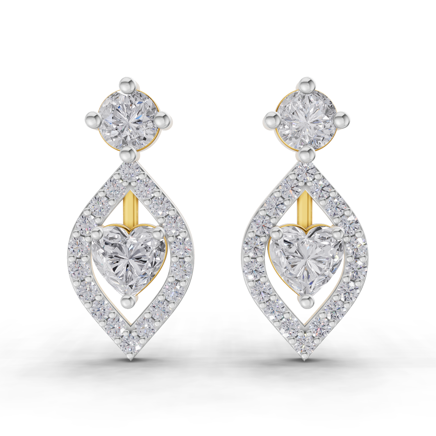 1.34 Carat Hearts in Halo Earrings 14K