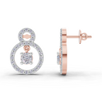 1.36 Carat Eternal Halo Drops Earrings 14K - Rose Gold