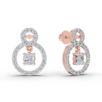 1.36 Carat Eternal Halo Drops Earrings 14K - Rose Gold