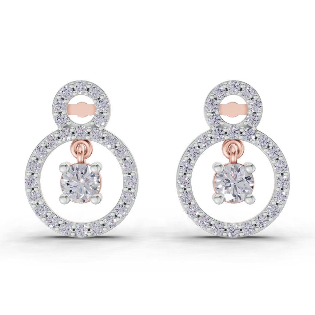 1.36 Carat Eternal Halo Drops Earrings 14K - Rose Gold