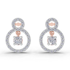 1.36 Carat Eternal Halo Drops Earrings 14K - Rose Gold