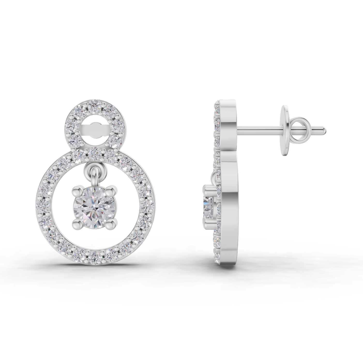 1.36 Carat Eternal Halo Drops Earrings 14K - White Gold