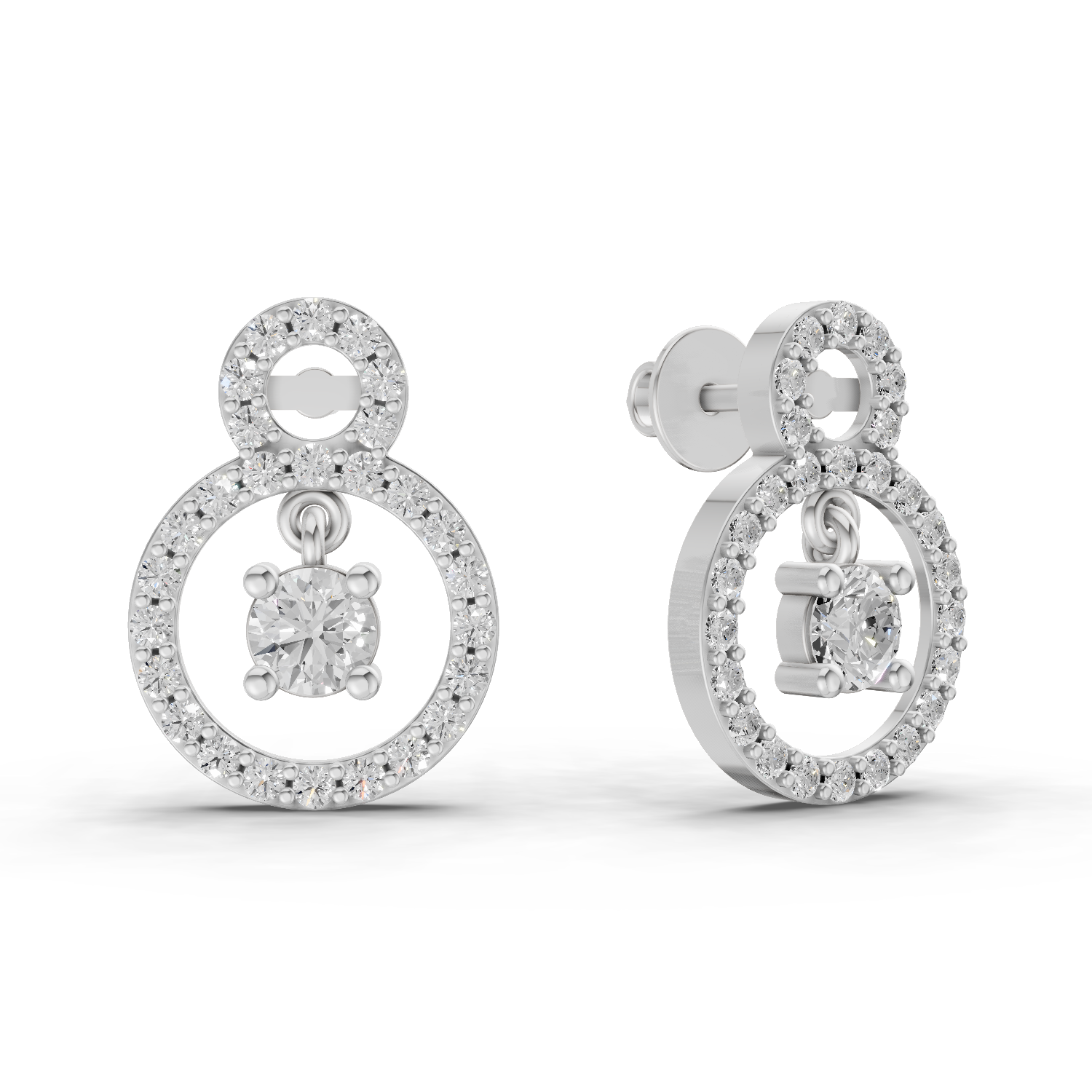 1.36 Carat Eternal Halo Drops Earrings 14K - White Gold